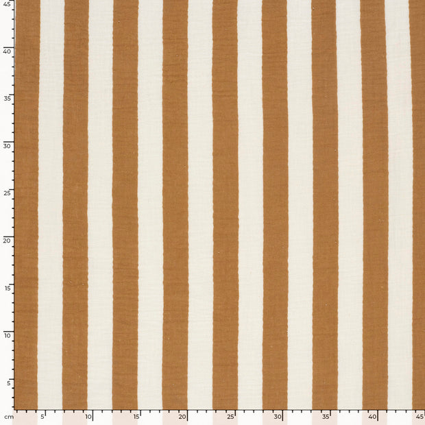 Muslin fabric Stripes Brique