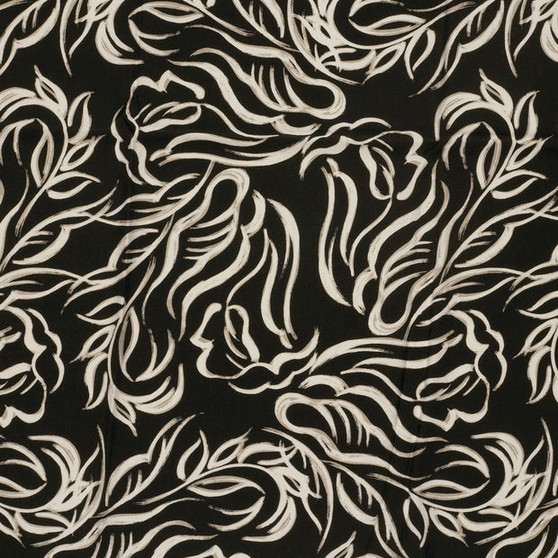 Viscose Twill stof Zwart mat 