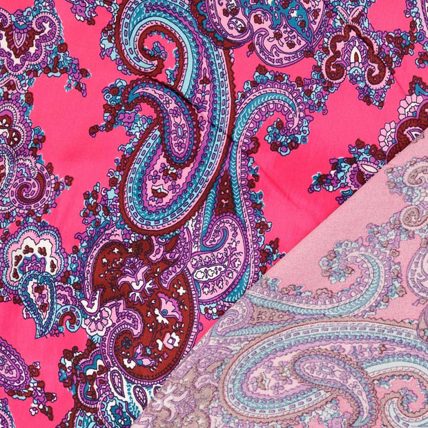 Satin fabric Paisley printed 