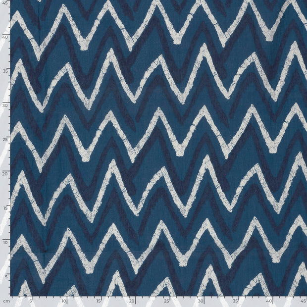 Voile fabric Abstract Indigo