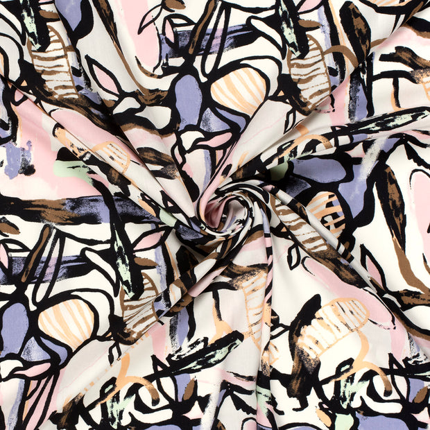 Viscose Poplin fabric Salmon printed 