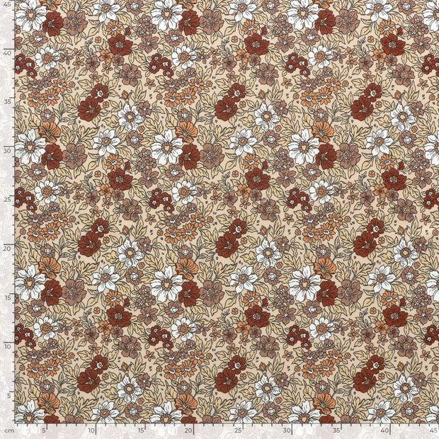 Jersey fabric Flowers Beige