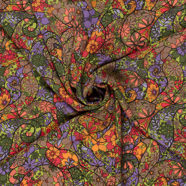 Polyester Bubble fabric Lime Green printed 