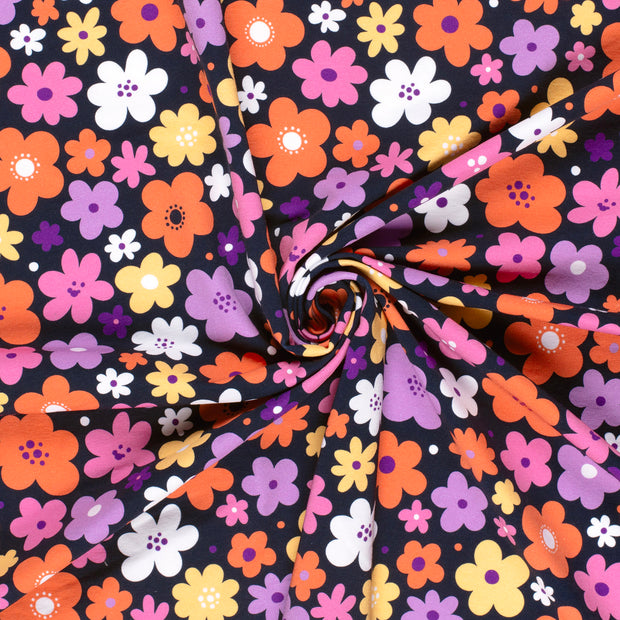 French Terry fabric Navy brushed and digital printed 