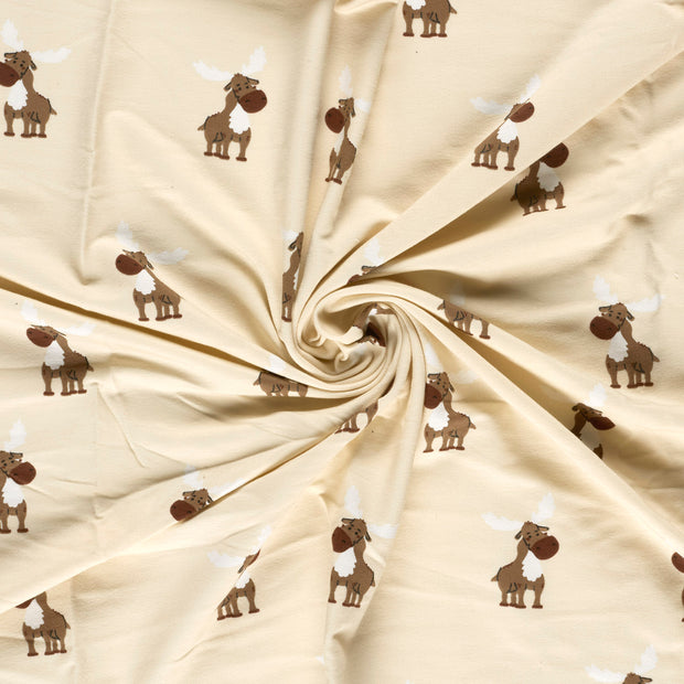 French Terry tissu Beige impression numérique brossée 
