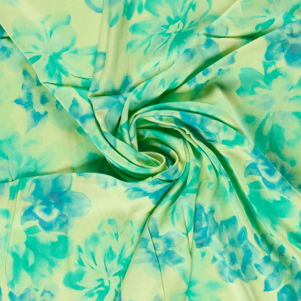 Viscose Satijn stof Mint digitaal bedrukt 