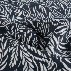 Viscose Nylon Crepe printed Leaves Navy