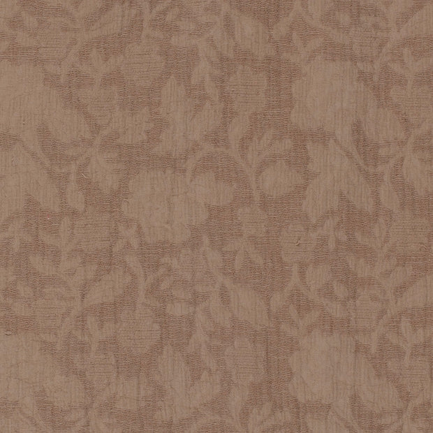 Woven Cotton Linen fabric Leaves Taupe Grey