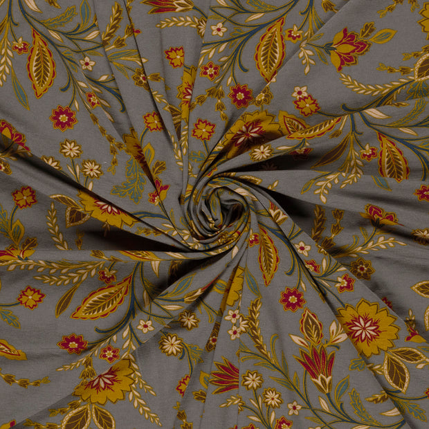 Viscose Vortex Jersey fabric Taupe Grey printed 