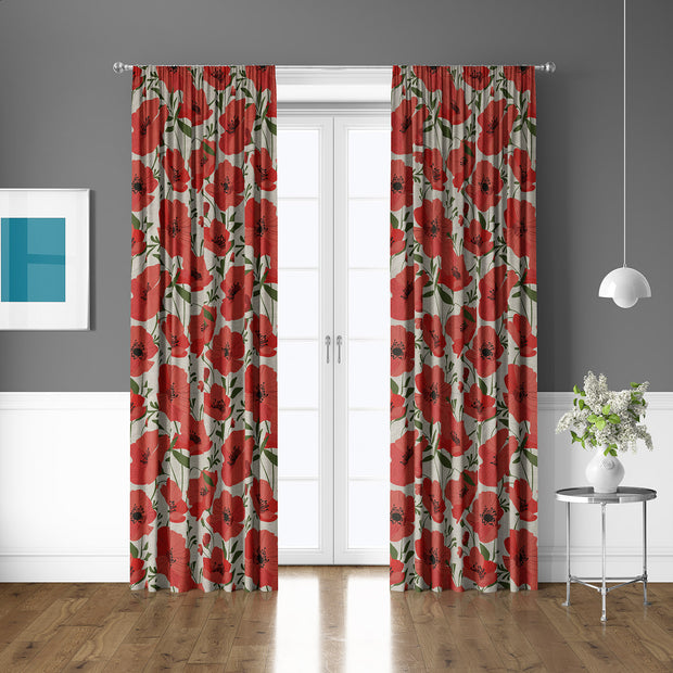 Linen Look fabric Red matte 
