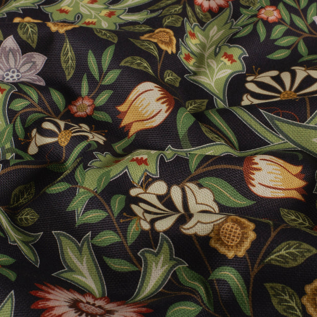 Panama fabric Flowers Green