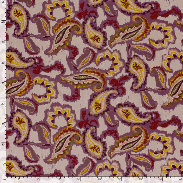 Viscose Vortex Jersey fabric Paisley Aubergine