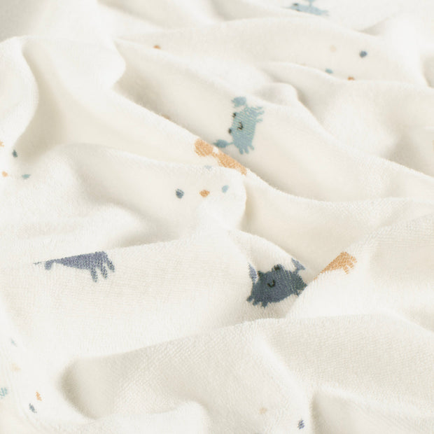 Stretch terry fabric Crabs Off White