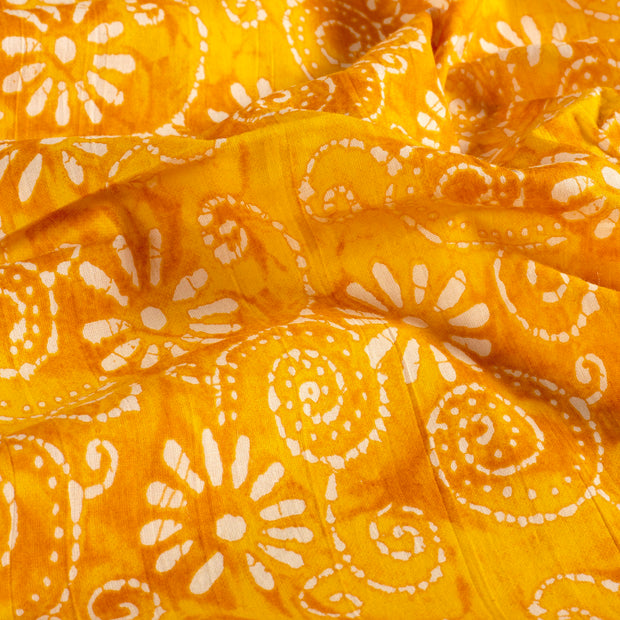 Voile fabric Flowers Yellow
