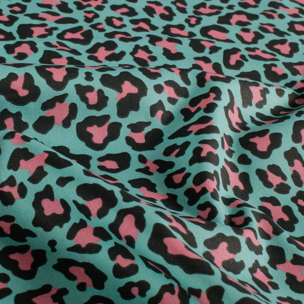 Cotton Poplin fabric Panther Aqua