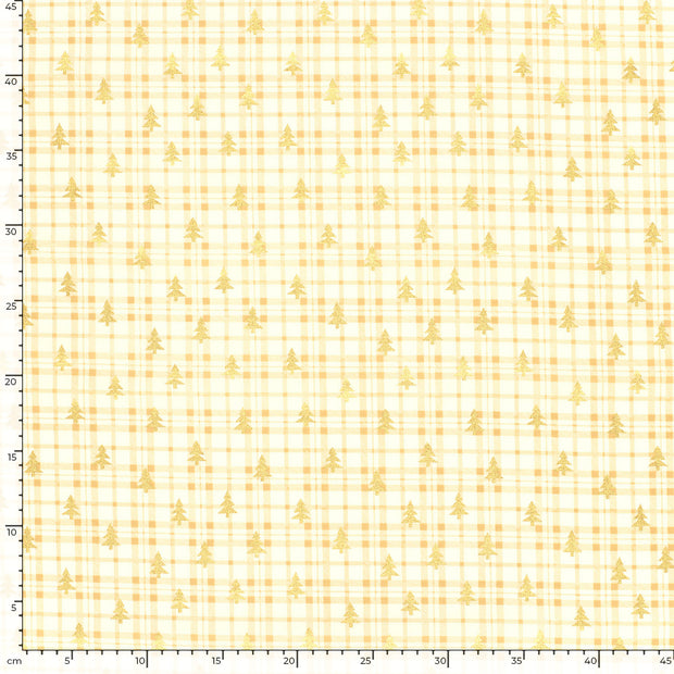Cotton Poplin fabric Trees Off White