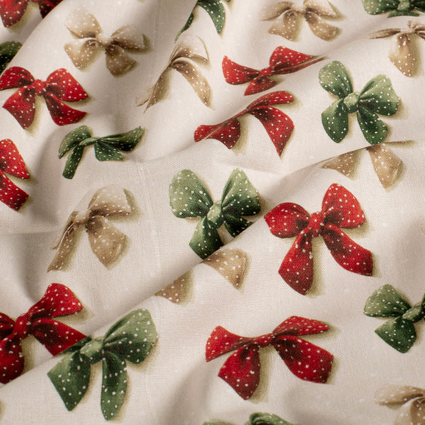 Cotton Poplin fabric Christmas Off White