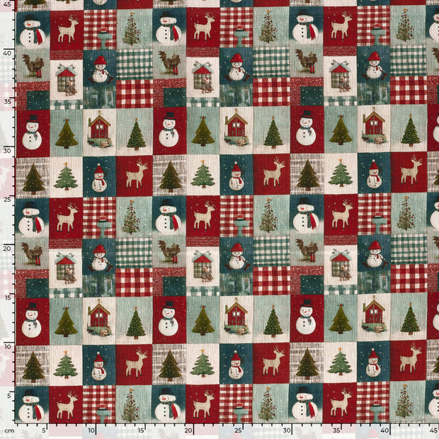 Cotton Poplin fabric Christmas Off White