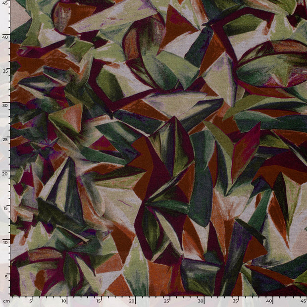 Poly Viscose Jersey fabric Abstract Brique