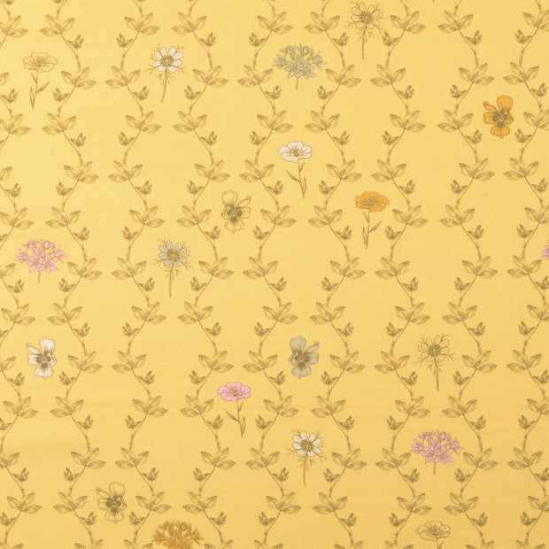 Cretonne fabric Flowers Yellow