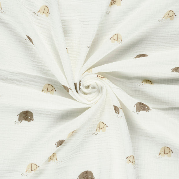 Muslin fabric Off White printed 