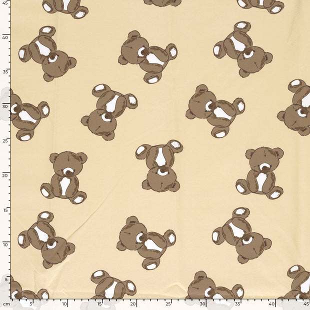 French Terry fabric Bears Beige