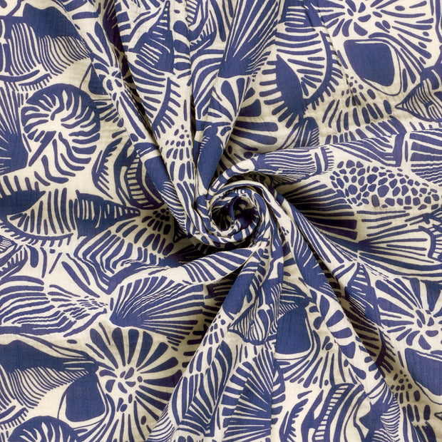 Muslin fabric Cobalt printed 