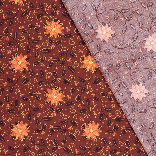 Cotton Poplin fabric Christmas printed and foil 