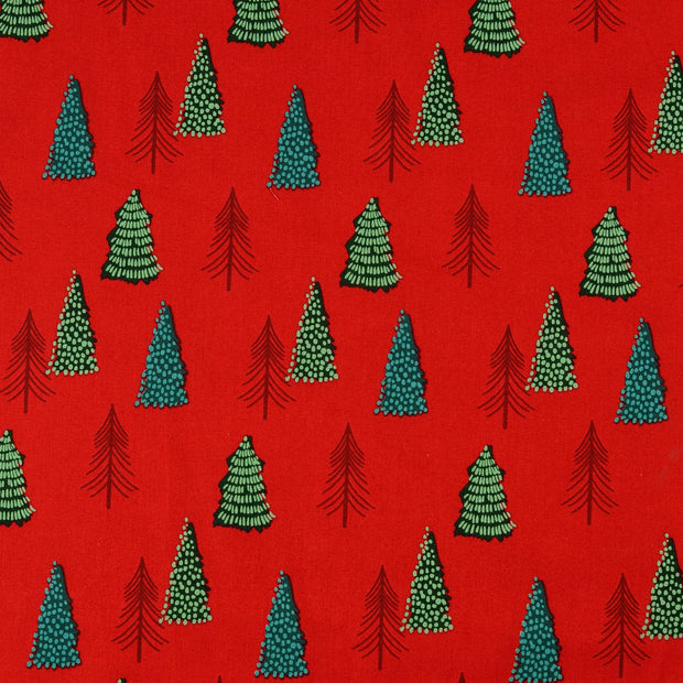  tissu arbres Rouge