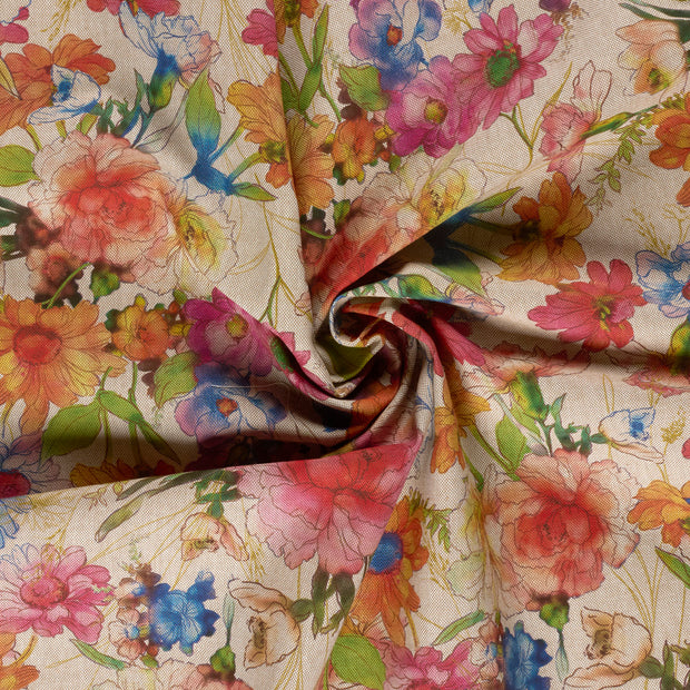 Linen Look fabric Beige digital printed 