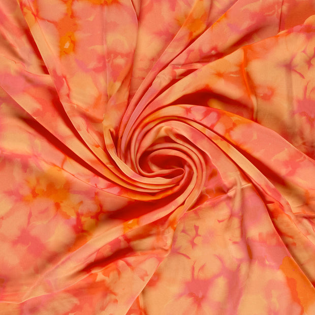 Viscose Satijn stof Zalm digitaal bedrukt 
