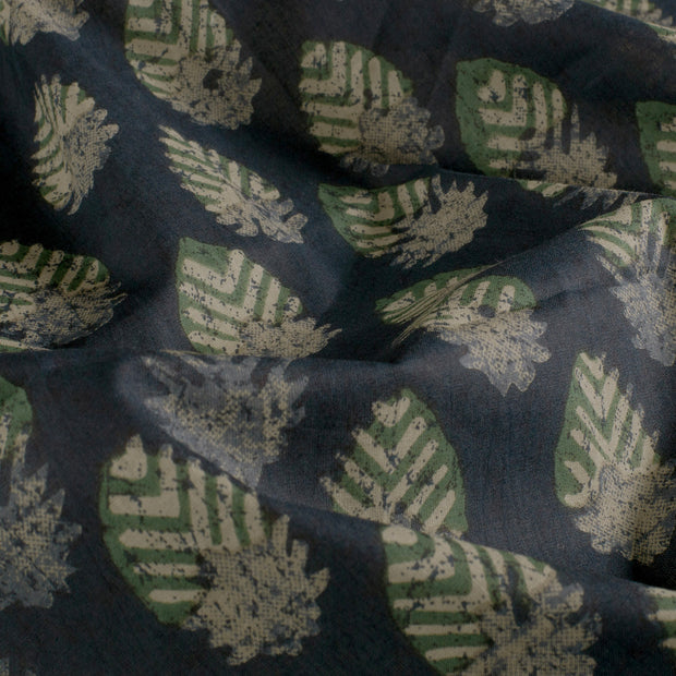 Voile fabric Paisley Indigo