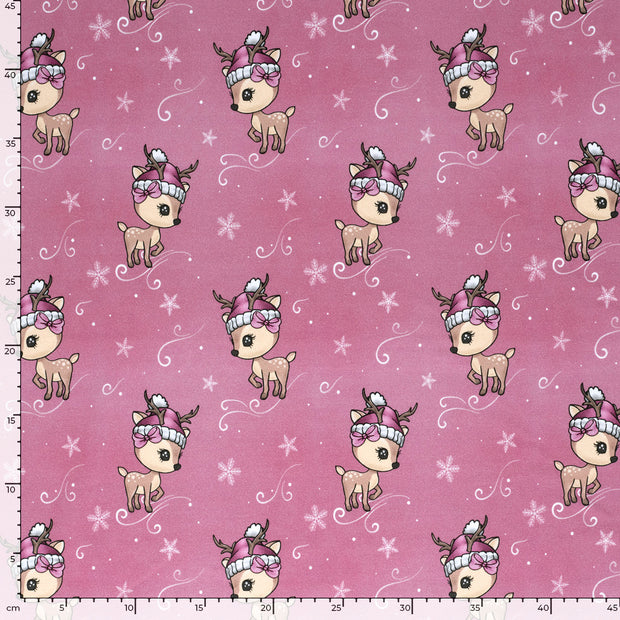 French Terry fabric Deer Old Pink
