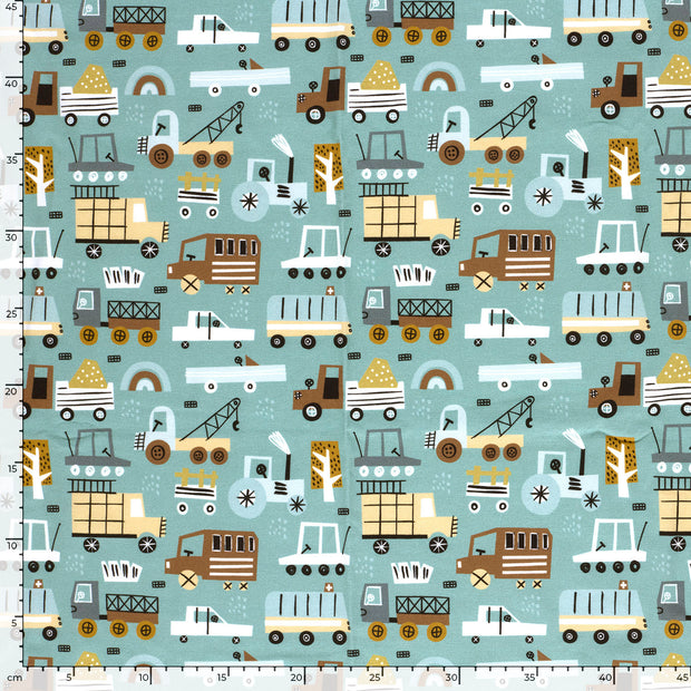 Jersey fabric Vehicles Mint