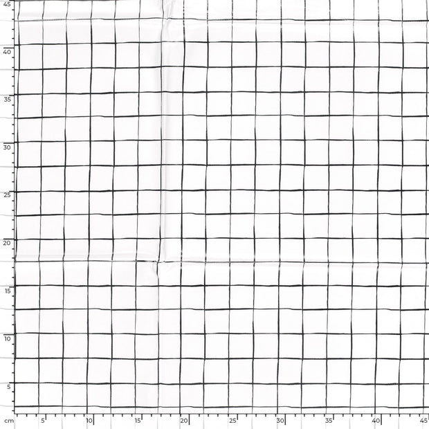 Coated Tablecloth fabric Checks Off White