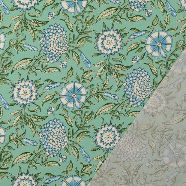 Cotton Poplin fabric Turquoise digital printed 