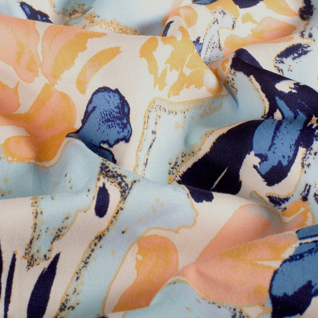 Baumwolle Satin fabrik Blumen Hellblau
