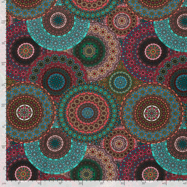 Panama fabric Mandala's Multicolor