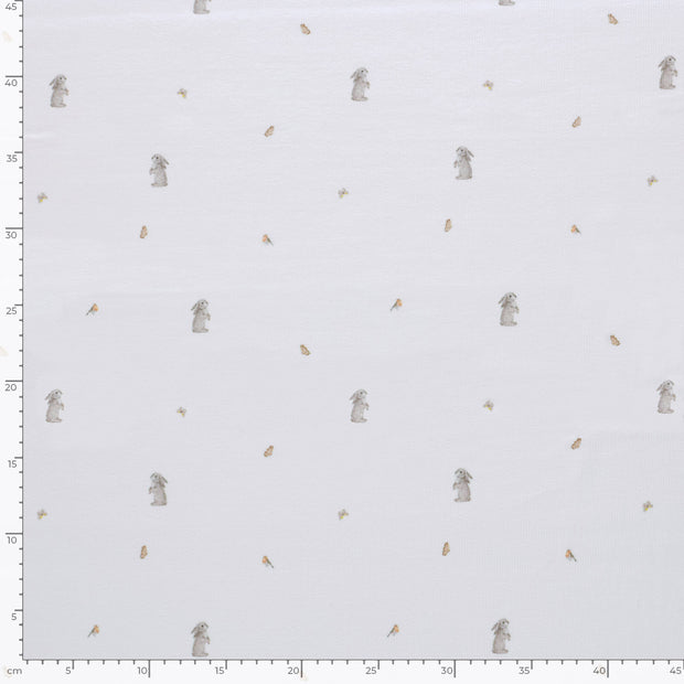 Rib Jersey fabric Animals Off White
