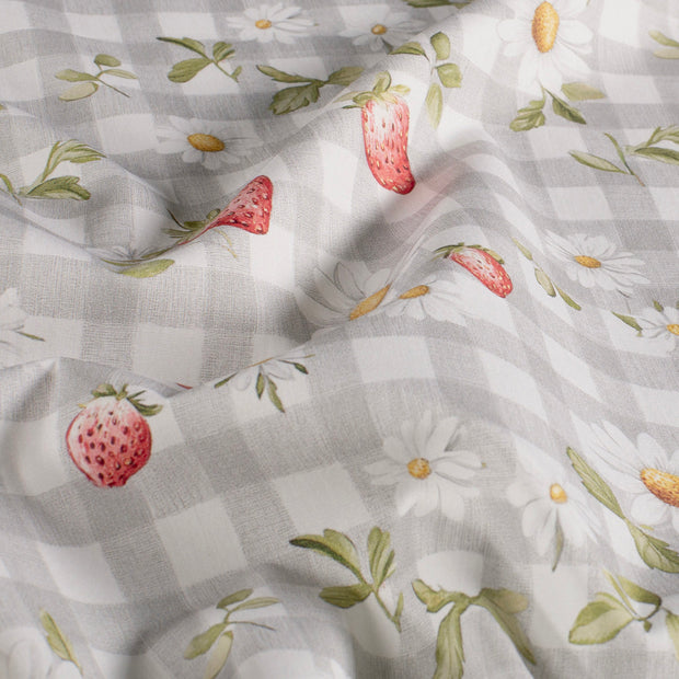 Cotton Poplin fabric Flowers Grey