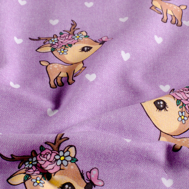 French Terry fabric Deer Lila