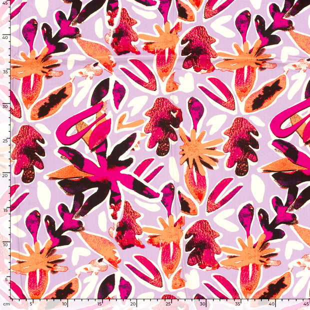 Viscose Poplin fabrik Blumen Lila