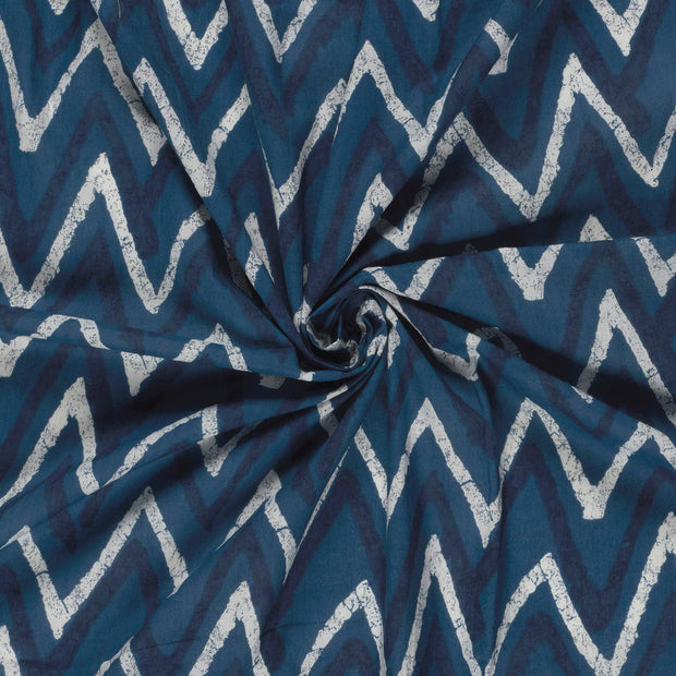 Voile fabric Indigo printed 