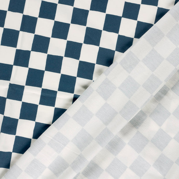 French Terry GOTS organic fabric Checks digital printed 