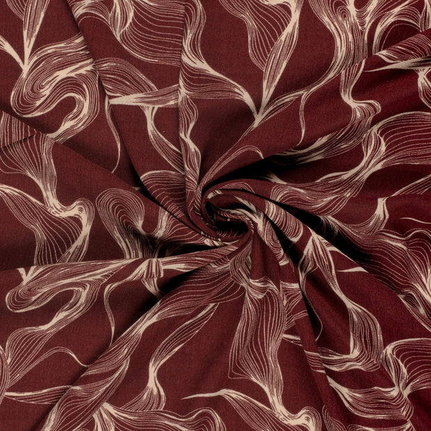 Borken Crepe fabric Bordeaux printed 