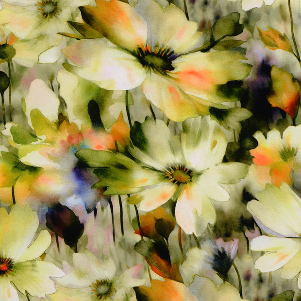 Viscosa Poplin tela Flores Amarillo