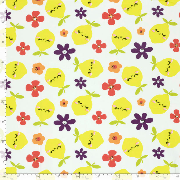 Jersey fabric Fruits Off White