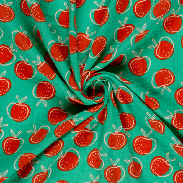 Muslin fabric Dark Mint printed 