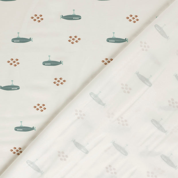Jersey tissu poissons imprimé 