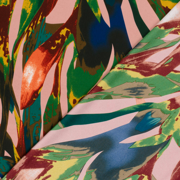 Satin Duchesse fabric Flowers printed 